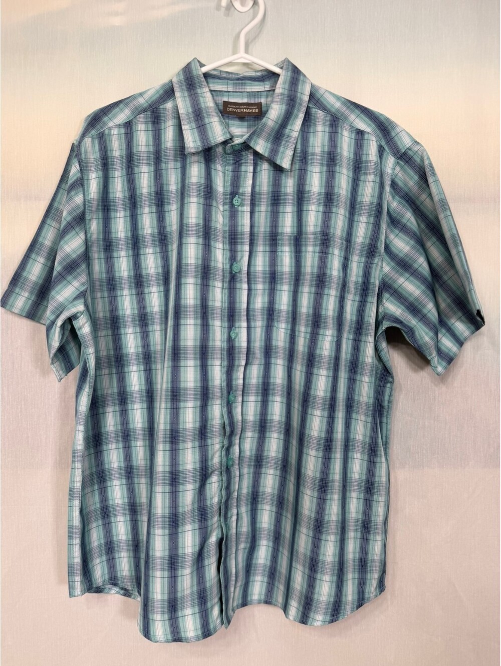 Denver Hayes Classic Fit Short Sleeve Plaid Button Up Shirt Men's Large